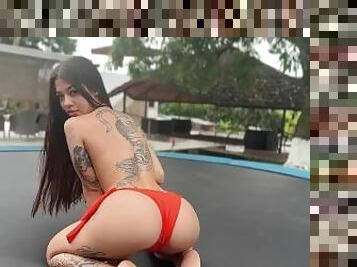 asiatique, masturbation, public, amateur, babes, ados, latina, solo, bikini, tatouage