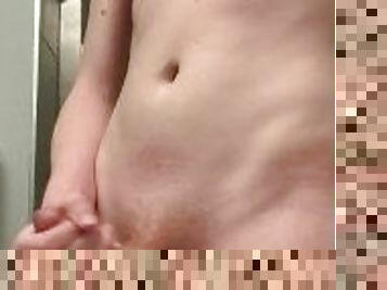 Cute redhead teen jerks off in the bathroom