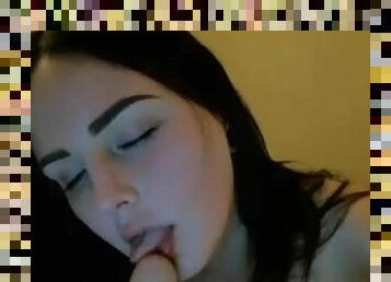 Amateur Wife Licks and Sucks Dildo on Webcam