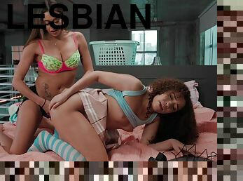 Lesbian strapon sex with Armani Black and Willow Ryder
