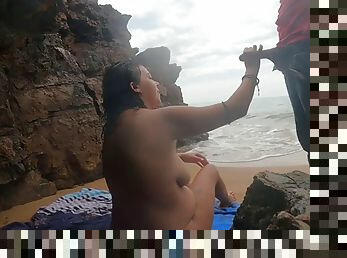 HOT couple having sex on a public beach
