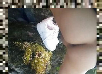 Boy jerks off cums in shoes into dirty muddy smelly Nike Air Force One AF1 sneakers foot feet fetish