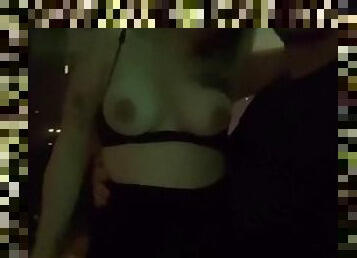Flashing my big tits to extrangers at the whorehouse