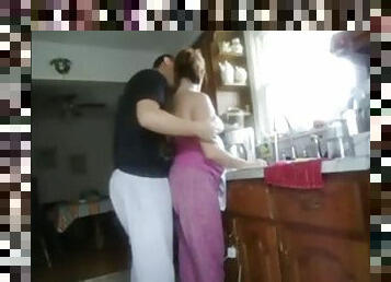 Brunette wife fucked in kitchen-part2 on webgirlsoncam. com