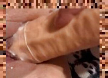 PT2 fucking wifes creamy pussy with huge dildo while she records