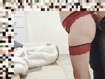 Boss Gives His Maid Underwear As A Gift And Watches Her Try It On