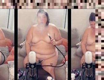 Naked BBW smokes her Studenglass Gravity Bong