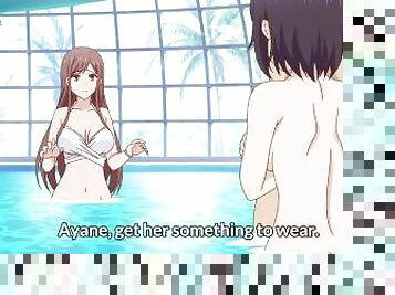 groß-titten, dilettant, beule-schuss, creampie, anime, hentai, schwimmbad, schwester, brüste, glied