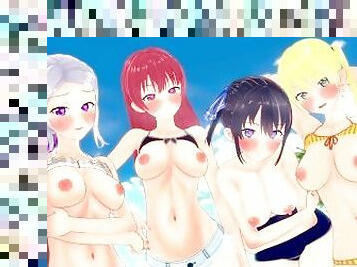 NAOYA FUCKS HIS HAREM UNTIL CREAMPIE (Saki, Nagisa, Rika, Shino) KANOJO MO KANOJO HENTAI UNCENSORED