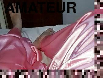 Masturbation in satin suit