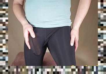 BBC - Massive bulge barely fits in his spandex leggings
