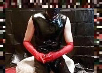 Latex Catsuit and Red Latex Gloves (but I wasn't really prepared)