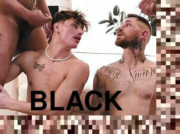 orgia, anal, chupanços, ébona, gay, preto, facial, perfurado, gay-adolescente, tatuagem