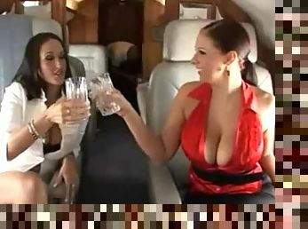 Babes on a private jet fuck the male flight attendant