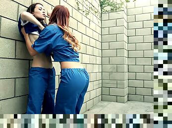 Two cell mates having a lesbo fun in the prison