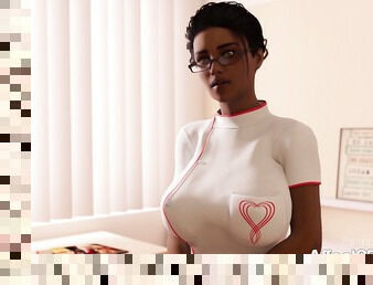Ebony Nurse helping her futanari patient in a cool 3d animation