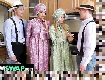 Busty Step Moms Pristine Edge & Penny Barber Swap And Bang Hard Their Amish Step Sons - MomSwap