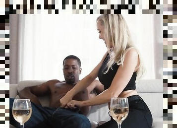 Hardcore interracial dicking on the sofa with blonde Brandi Love